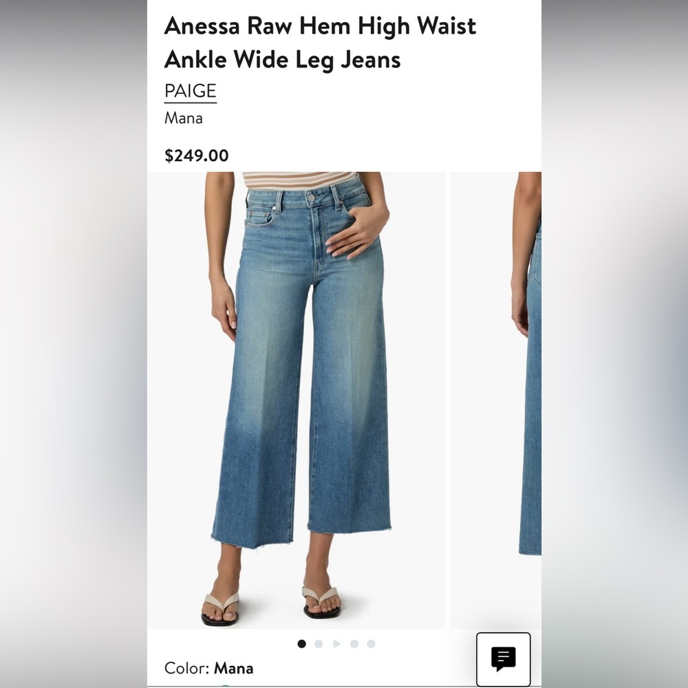 PAIGE Anessa Raw Hem High Waist Ankle Wide Leg Jeans in Mana